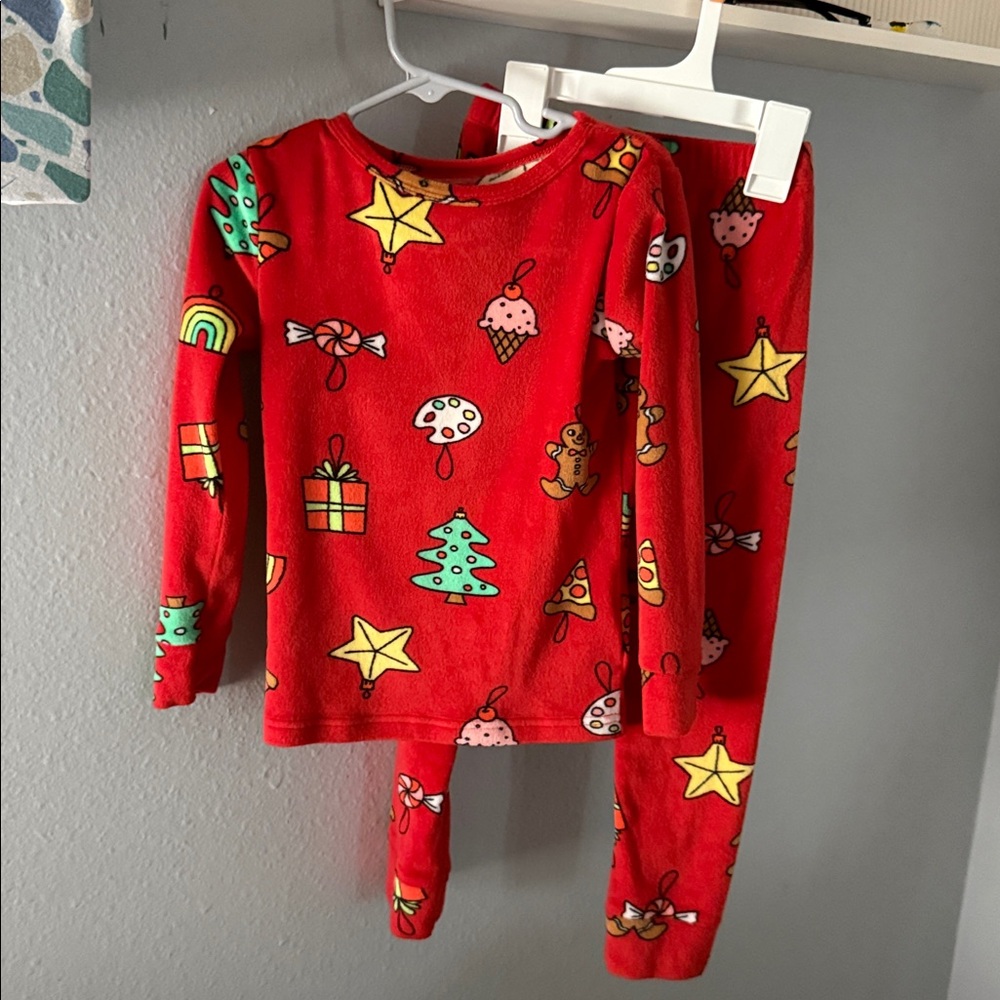 Festive Red Holiday Pajama Set great condition worn once